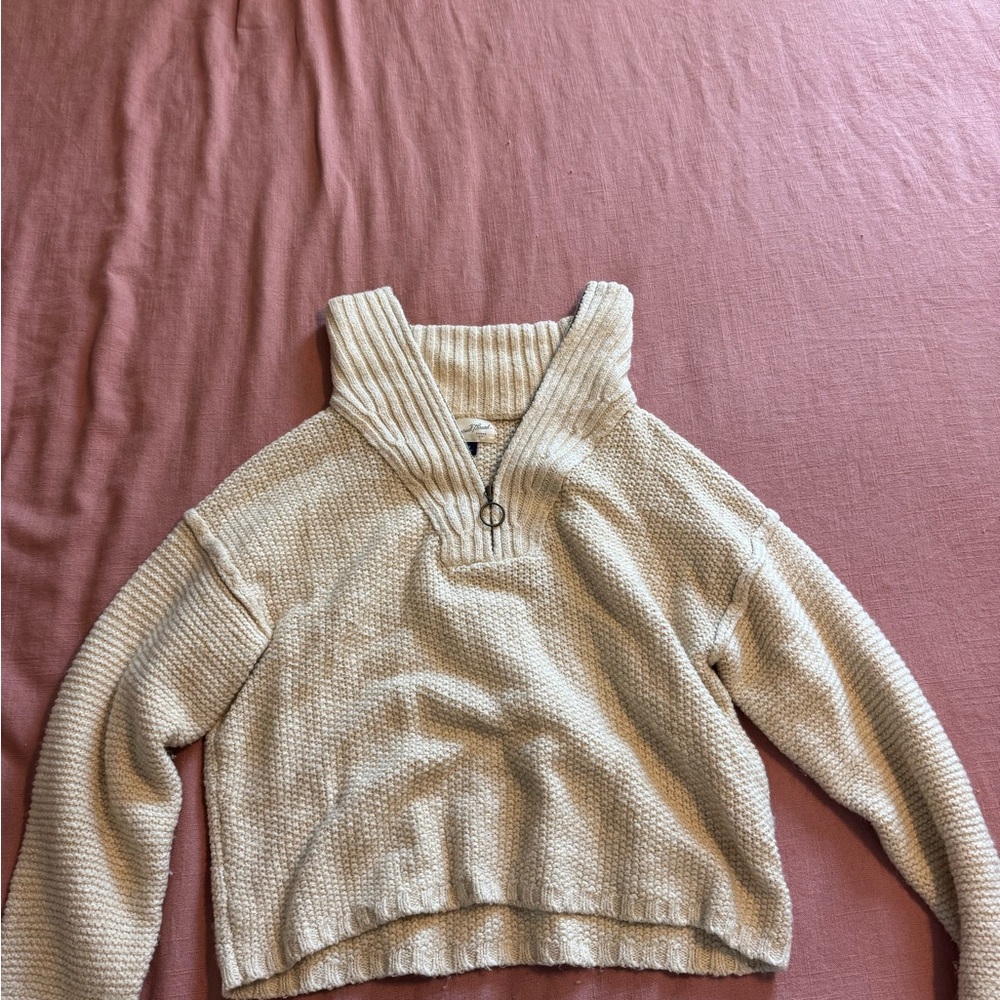 Half-Zip Cream Women's Sweater